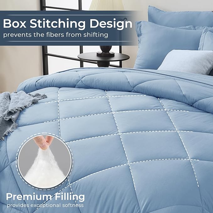 HEVUMYI Light Blue King Comforter Set - Image 4