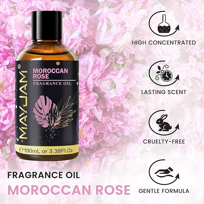 Moroccan Rose Fragrance Oil Essential Oil, MAYJAM 3.38FL.OZ Moroccan Rose Oil - Image 2