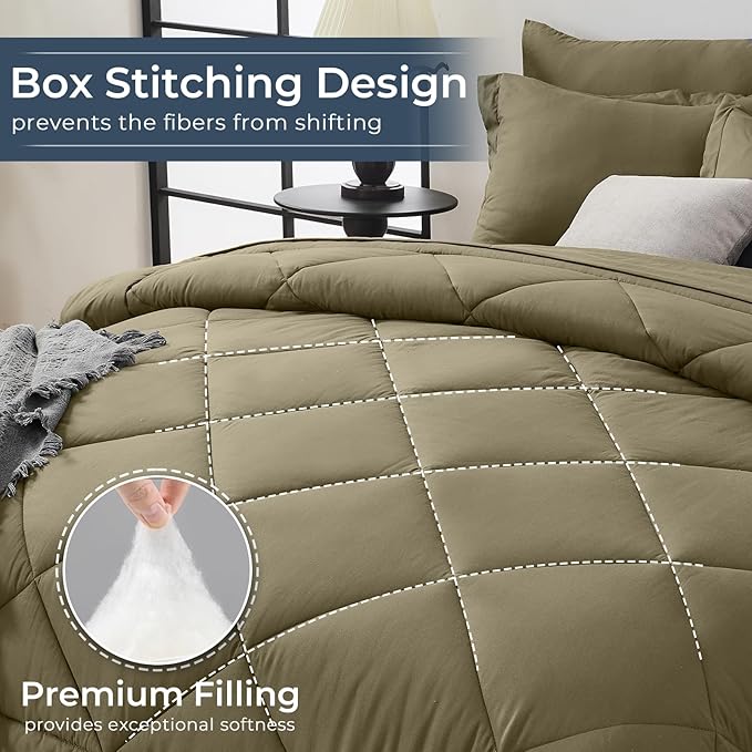 HEVUMYI Olive Green Full Comforter Set - Image 4