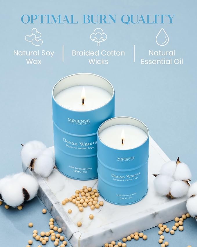 M&SENSE Ocean Waters Scented Candles Summer Soy Candle, Beach Candle - Image 5