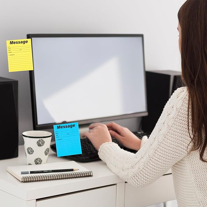 9Pack Phone Message Pads for Office, 4 x 5 Inch Self-Stick Note Pads, While You were Out Message Pad Neon Sticky Notes, Urgent Sticky Note for Work Call, Office Supplies, 50 Sheets/Pack (Style-A)