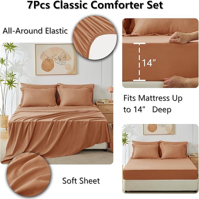 CozyLux King Size Comforter Sets Pumpkin - Image 5