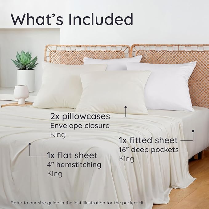 Bambaw 100% Viscose Derived from Bamboo King Size Bed Sheet Set - Image 2