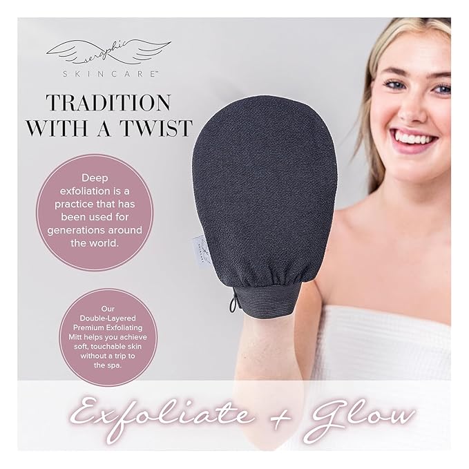 Seraphic Skincare Double-Layered Premium Exfoliating Mitt – 100% Vegan Viscose - Image 7