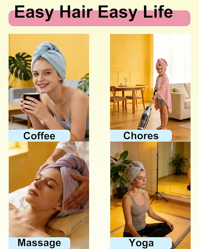 Lumimi 6 Pack Microfiber Hair Towel Wrap - Image 4