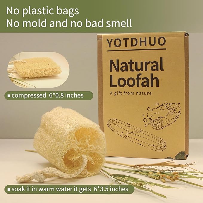 Natural loofah Sponges Exfoliating Body Scrubber, Real Luffa Unveil Your Skin's - Image 3