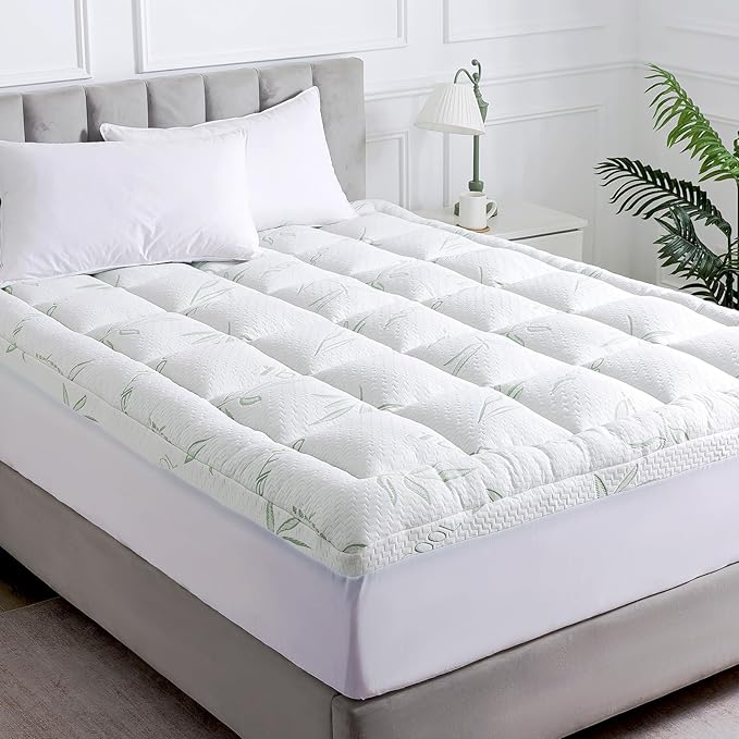 WhatsBedding King Mattress Topper, Soft Pillow Top Mattress Topper by WhatsBedding