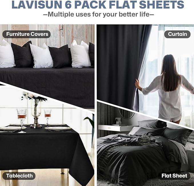 Lavisun Twin Flat Sheets Only, 6 Pack Soft Brushed Microfiber Bedding Sheets - Image 6