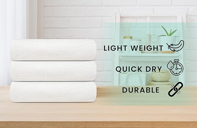 ZUPERIA White Bath Towels Bulk 60 Pack - Image 2