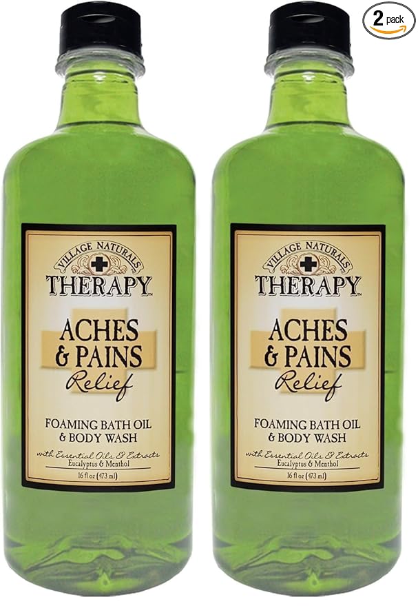 Village Naturals Therapy Foaming Bath Oil, Aches and Pains, 16 Ounce by VillageNaturalsTherapy