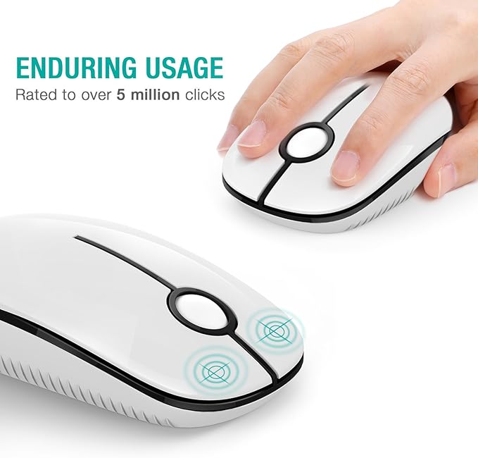 VssoPlor Wireless Mouse, 2.4G Slim Portable Computer Mice with Nano Receiver for Notebook, PC, Laptop, Computer-Black and White