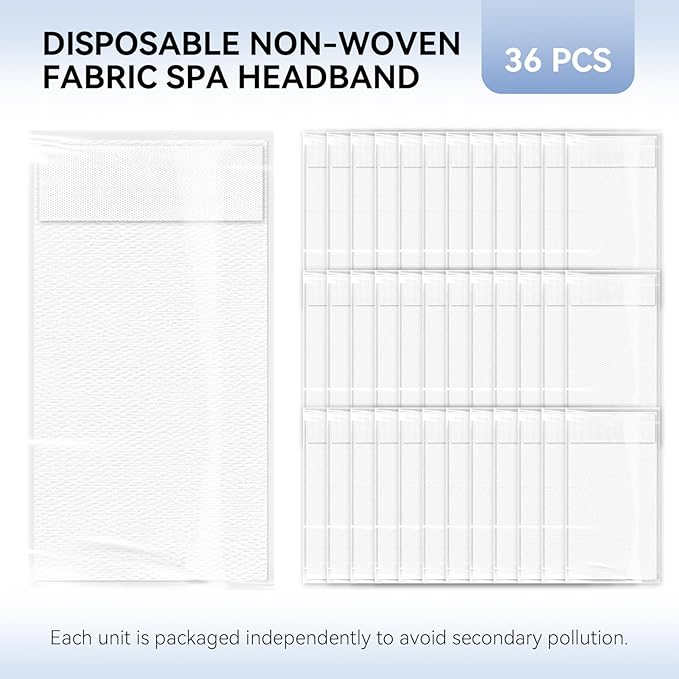 White Disposable Spa Headband for Women – 36pcs Disposable Headbands for Spa - Image 2