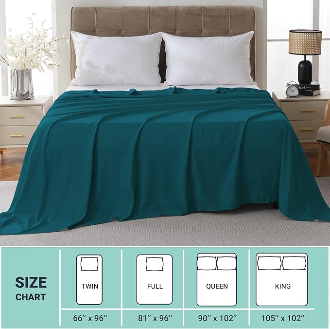 ZPECC Twin Flat Sheet Only 6 Pack, Durable Teal Top Bed Sheets Hypoallergenic - Image 5
