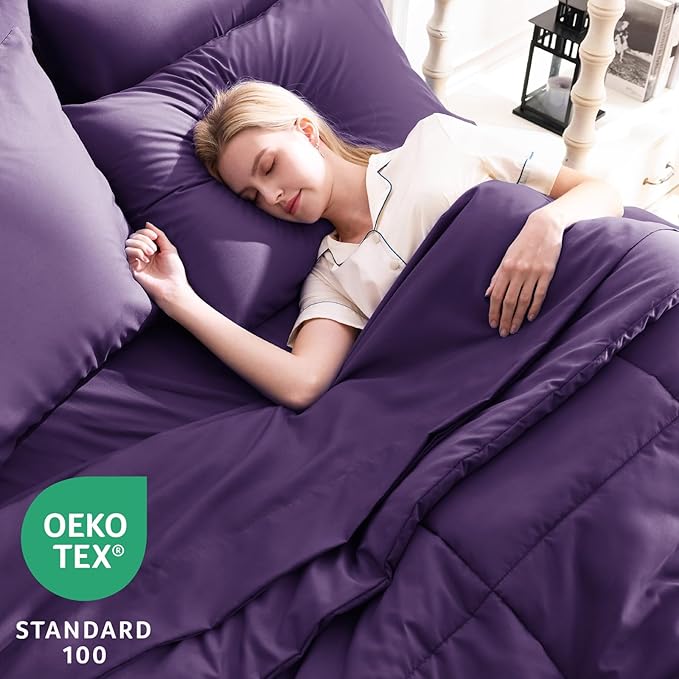 CozyLux Queen Comforter Set Purple, 7 Pieces Bed in a Bag, All Season Bedding - Image 3