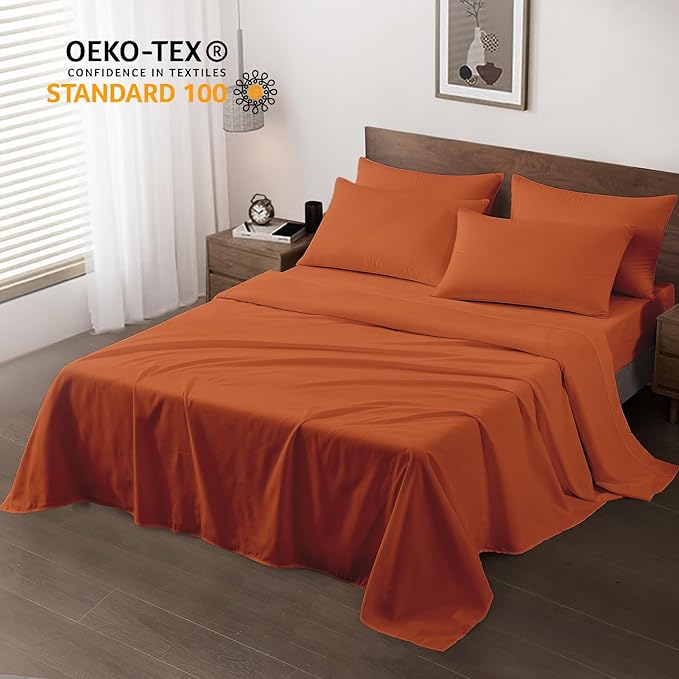 Maple&Stone Twin Flat Sheet 6 Pack, Premium Soft & Breathable, Brushed - Image 2