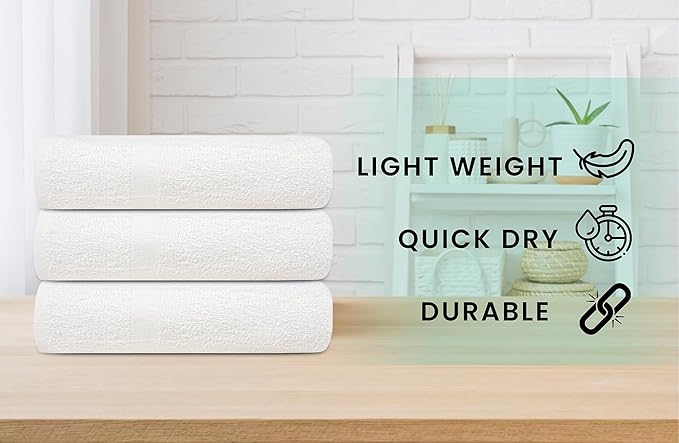 ZUPERIA White Bath Towels Bulk 24 Pack - Image 2