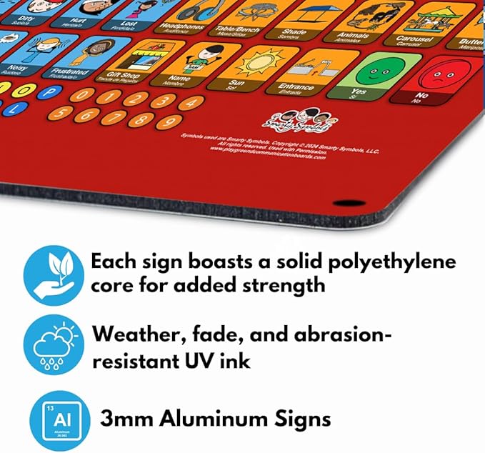 Weather-Proof Aluminum School Playground Communication Board for Autism - Outdoor Inclusive Communication Aid, Lightweight & Durable for Autism & Inclusive Play
