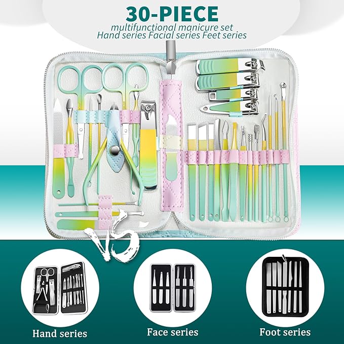 Manicure Set Women Personal Nail Care Kit, 30 in 1 Professional Manicure Kit - Image 3