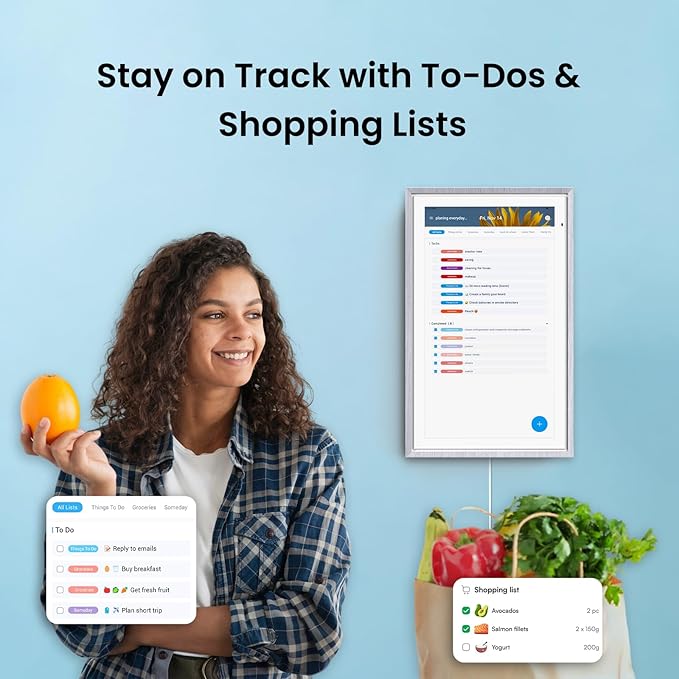 ApoloSign 15.6-inch Digital Calendar: Dual Mode Calendars with Google Play & Multi-calendar Sync, Electronic Planner & Chore Chart, Smart Touchscreen, Interactive Display for Family Schedules (Gray Wood, 15.6")