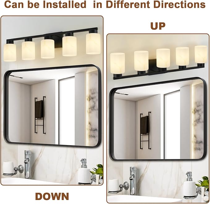 5-Light Bathroom Light Fixtures, Modern Vanity Lights, Living Room, E26 Base - Image 4