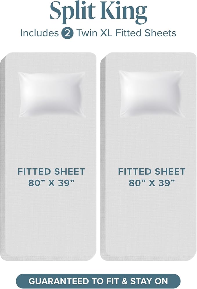 Bare Home Fitted Bottom Sheet Split King Size - Image 2