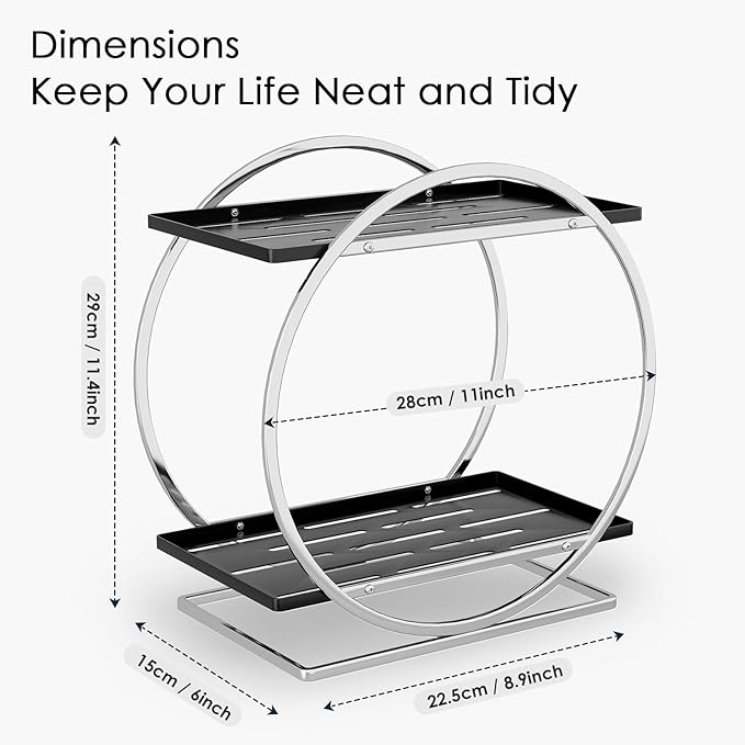 2-Tier Bathroom Organizer Countertop, Large Cosmetic Skincare Organizers - Image 3