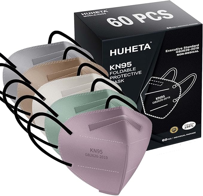 HUHETA KN95 Mask, 5 Ply Protective Dispoasable Masks Filter Efficiency≥95% by HUHETA