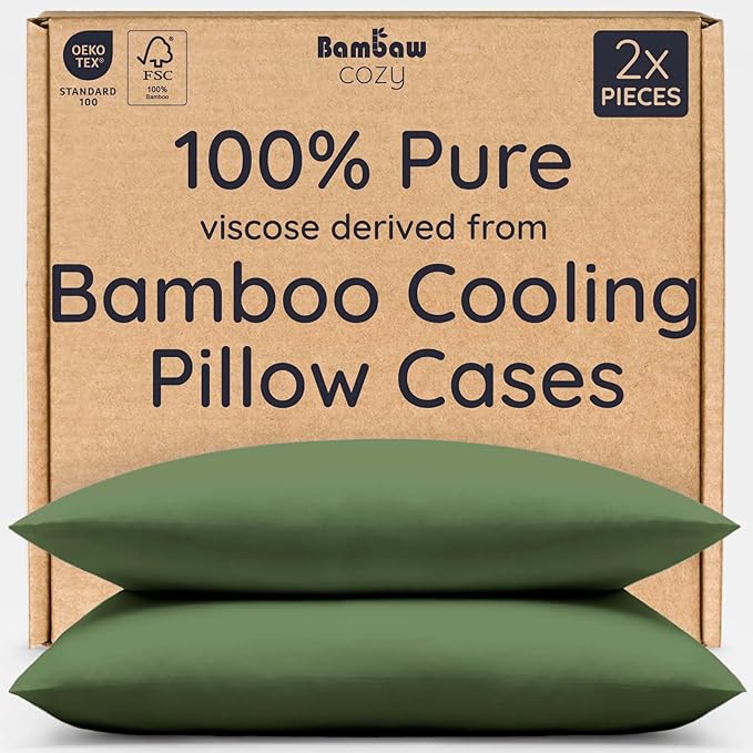 Bambaw 100% Viscose Derived from Bamboo Pillow Cases Queen Size Set of 2 by Bambaw