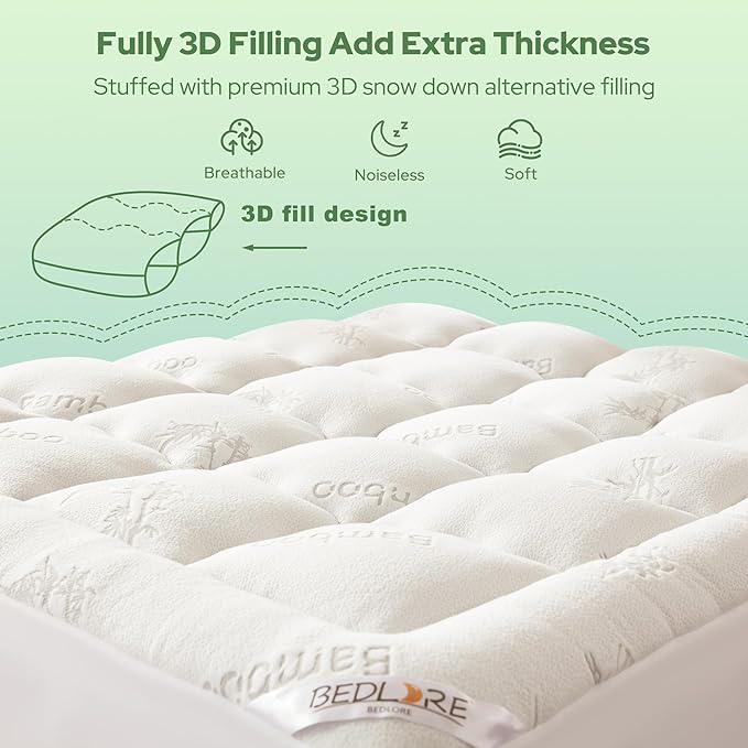 BEDLORE California King Mattress Topper Viscose Derived from Bamboo, Thick - Image 5