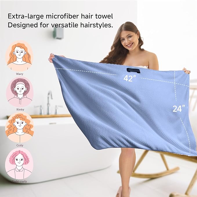 Microfiber Hair Towel Wrap for Women, Quick-Dry Turban, Ultra Absorbent & - Image 2
