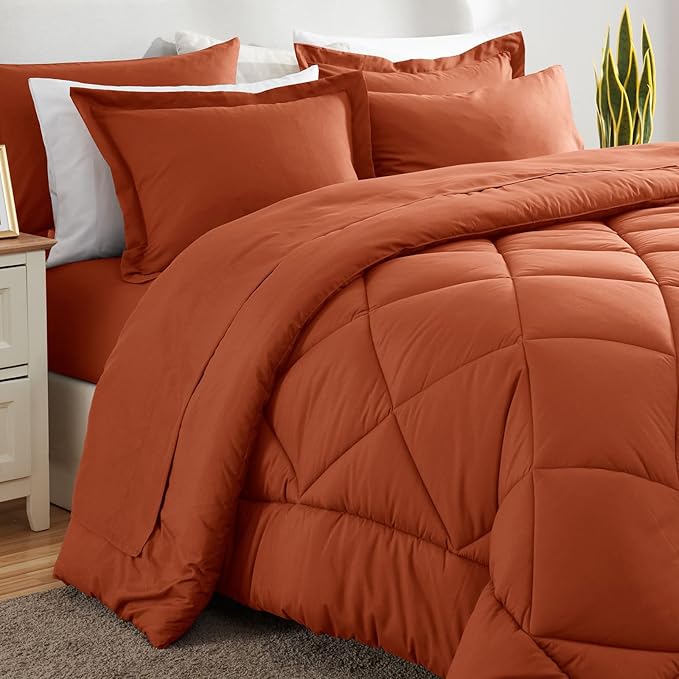 CozyLux Full Size Comforter Sets Burnt Orange - Image 8