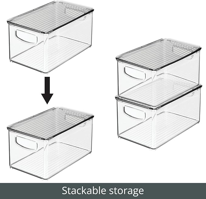 mDesign Deep Plastic Bathroom Storage Bin Box, Lid/Built-in Handles, - Image 5