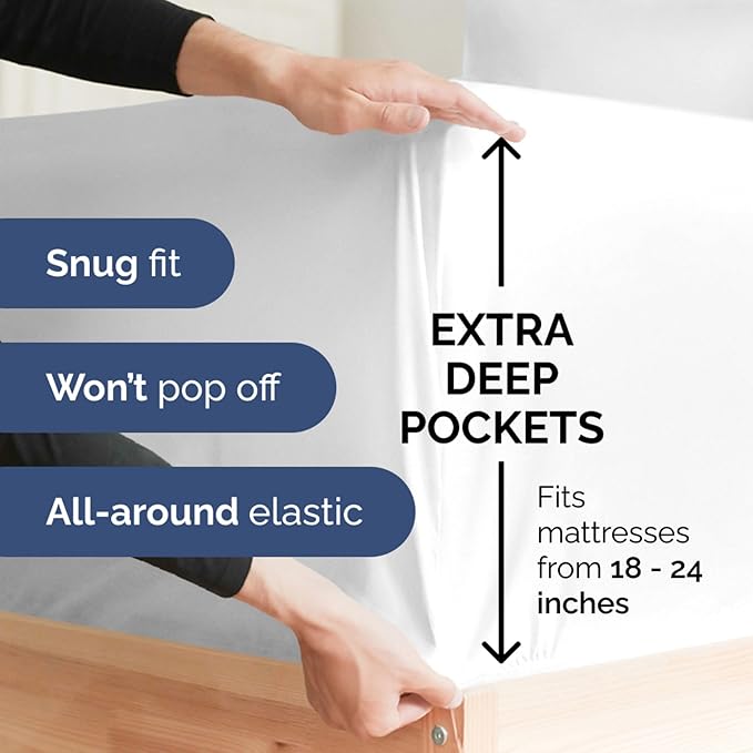 Extra Deep Full 400 Thread Count Cotton Fitted Sheet - Image 3