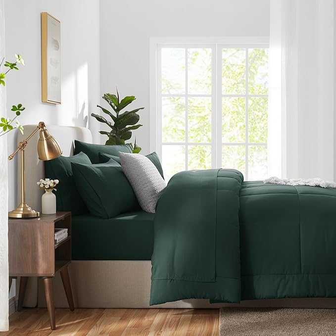 CozyLux Full Size Comforter Sets Forest Green, 7 Pieces Bed in a Bag, All - Image 9