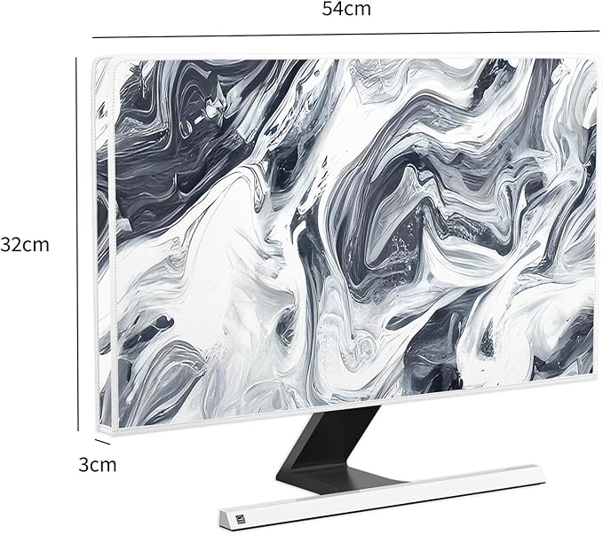 Baocicco Abstract Gray Marble Waterproof 22, 23, 24, 25 Inch Anti-Static Dustproof LCD/LED/HD Dust Proof Monitor Covers for Computer Screen Abstract Modern Computer Decorations for Home Office