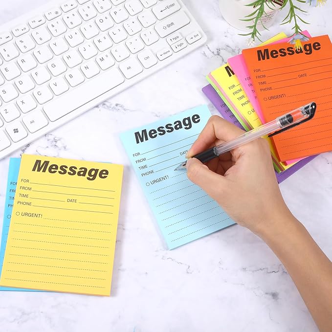 9 Pcs Colorful Phone Message Pad, 5.1×3.9 Inch Message Sticky Notes, Self-Adhesive Sticky Notes, Fluorescent Color Telephone Note for Office School Home, 50 Sheets/Pack (9 Colors)