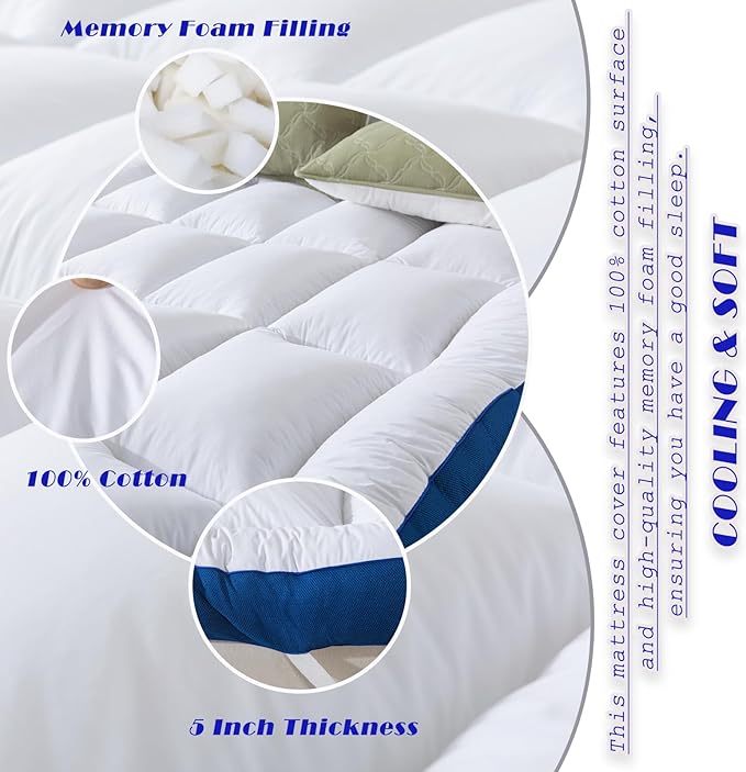 WhatsBedding 5 Inch Twin Mattress Topper - Image 3