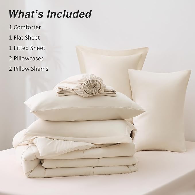 Love's cabin King Size Comforter Set Beige, 7 Pieces King Bed in a Bag - Image 8