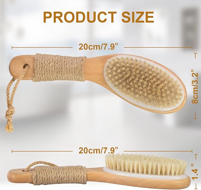 9.8" Dry Brush for Body with Anti-Slip Handle, Wet&Dry Brushing Body Brush for - Image 2