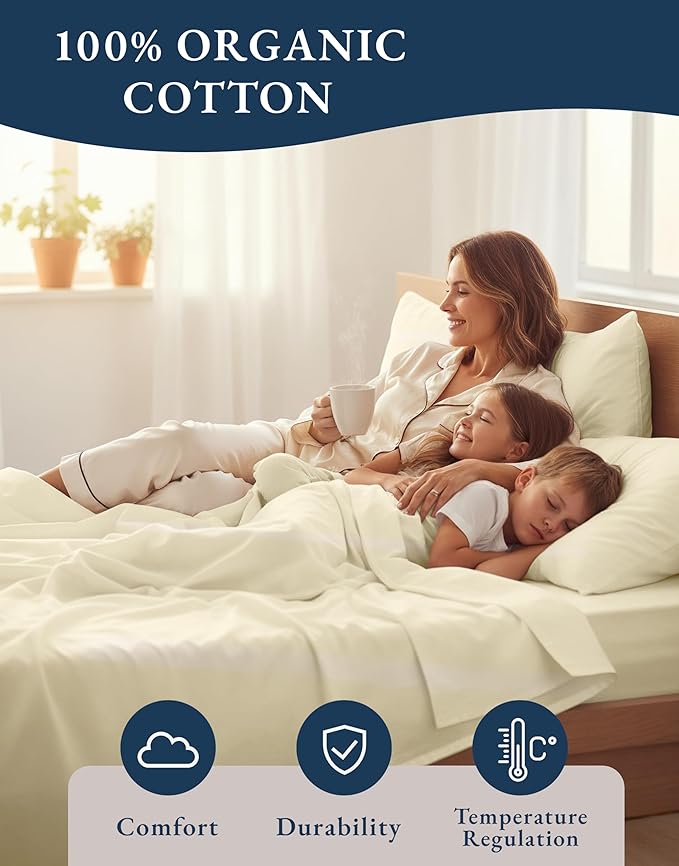 LANE LINEN 100% Organic Cotton Twin XL Sheets Set, 3-Piece Pure Organic Cotton - Image 6