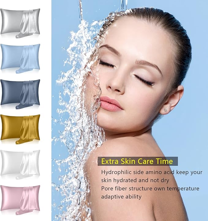 Silk Pillowcase 2 Pack, Natural Mulberry Silk Pillow Cases, Silk Pillowcase - Image 5