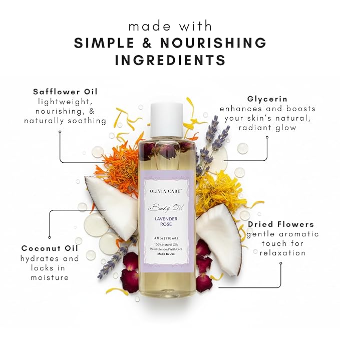 Olivia Care Body Oil Lavender Rose Vegan & Natural Perfume Oil - Image 3