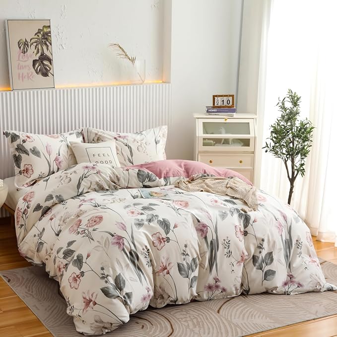 OAITE Duvet Cover Set Twin Size Floral Pattern 600 Thread Count Ultra Soft 100% - Image 2