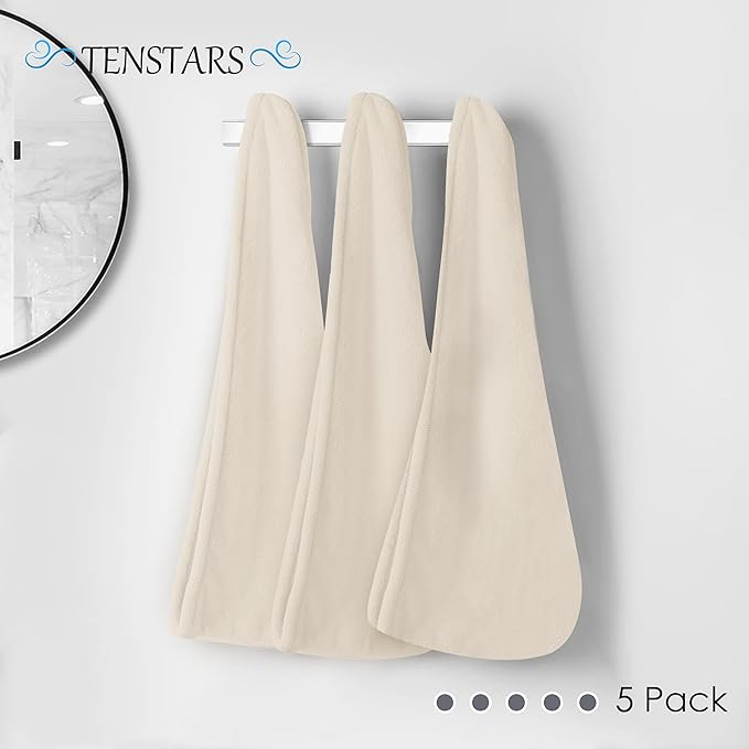 TENSTARS 5 Pack Thicken Microfiber Hair Towel Wrap - Image 4
