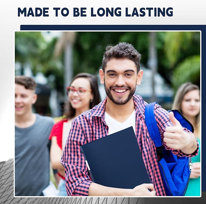 Henoyso 48 Pcs 3 Ring Binder 0.5 Inch Round Fits Letter Size 8.5'' x 11'' Paper Plastic Flexible Binder Bulk Holds 140 Sheets with 1 Pockets Versatile Organizer for Home Office School (Navy Blue)