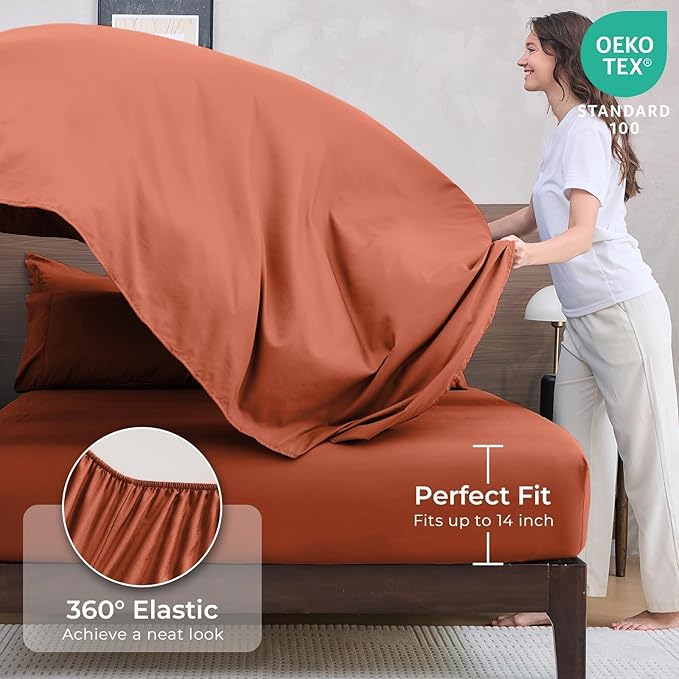 HEVUMYI Burnt Orange Twin Comforter Set - Image 5