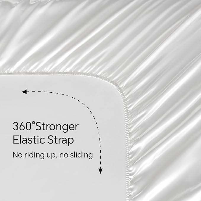 BEDELITE Satin Sheets Twin XL Size Bed Set, Luxury Soft White Silky Sheets - Image 5
