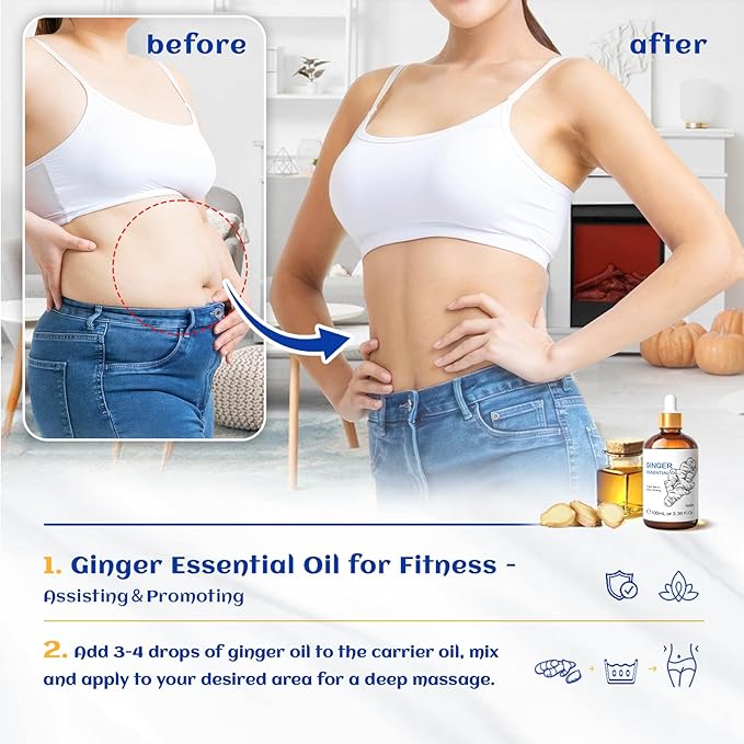 HIQILI Pure Ginger Essential Oil 3.38 Fl Oz, Pure Natural Premium Ginger Oil - Image 2