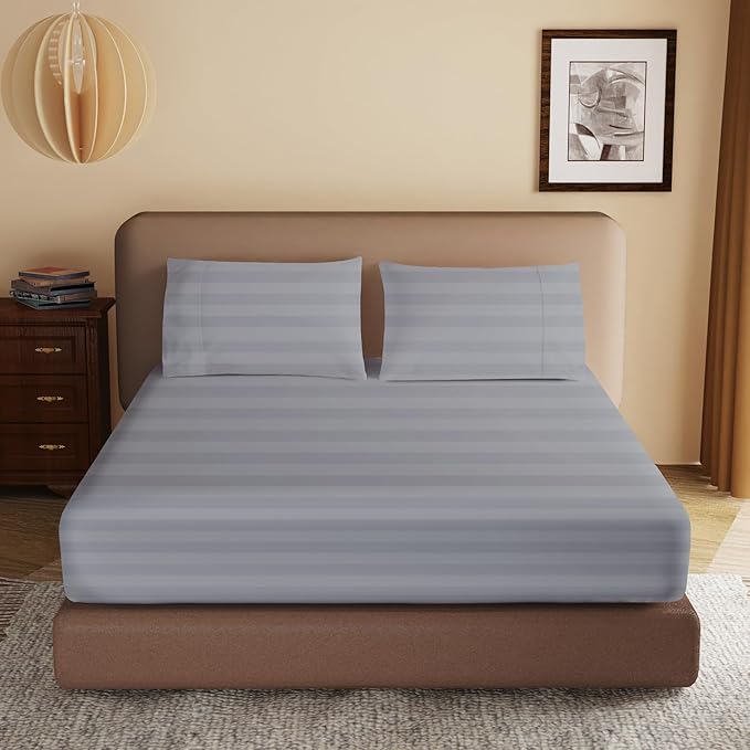 100% Egyptian Cotton Fitted Sheet Queen Size, 600 Thread Count, Single Fitted by ZaizaiHome
