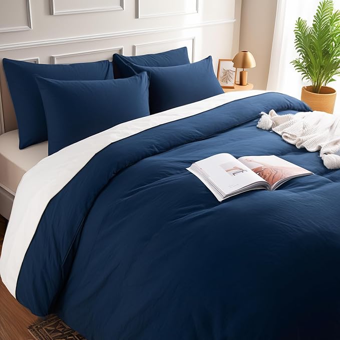 NEXHOME PRO Duvet Cover Set 100% Washed Cotton California Kingn 104"x98" - Image 8